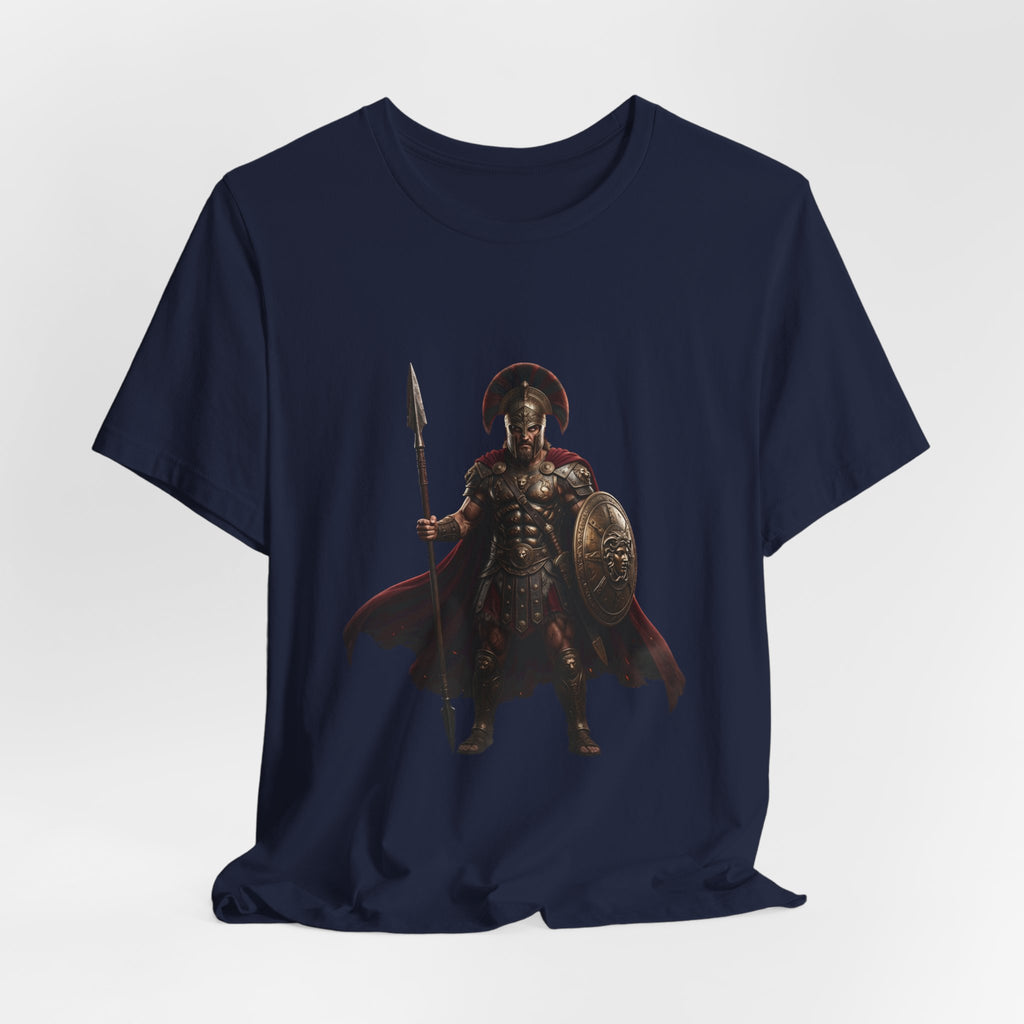 Spartan Warrior Graphic Tee - Ancient Greek Helmet & Spear Shirt