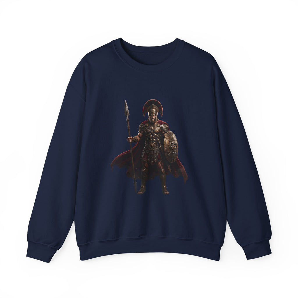 Spartan Warrior Crewneck Sweatshirt — Ancient Greek Soldier Graphic