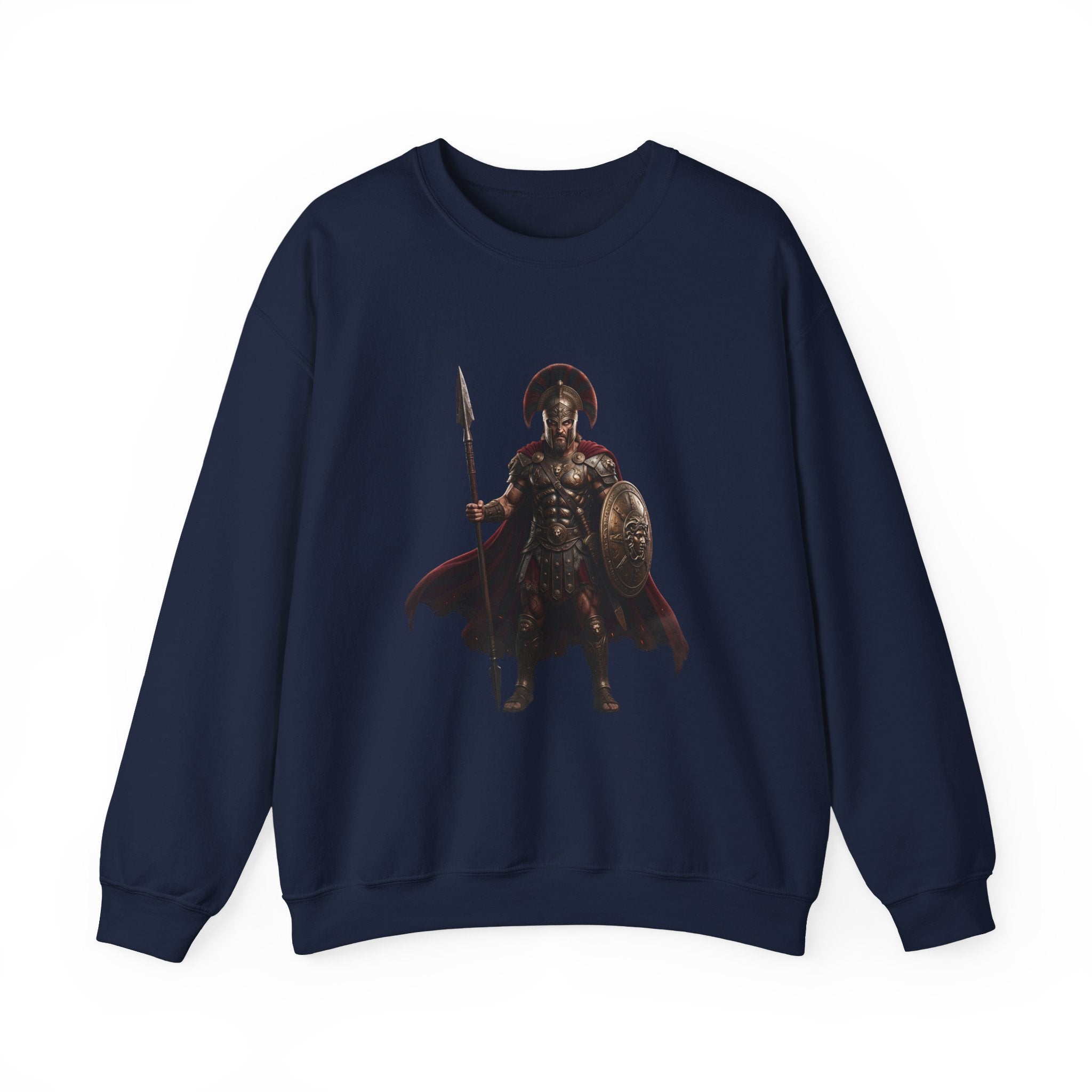 Spartan Warrior Crewneck Sweatshirt — Ancient Greek Soldier Graphic