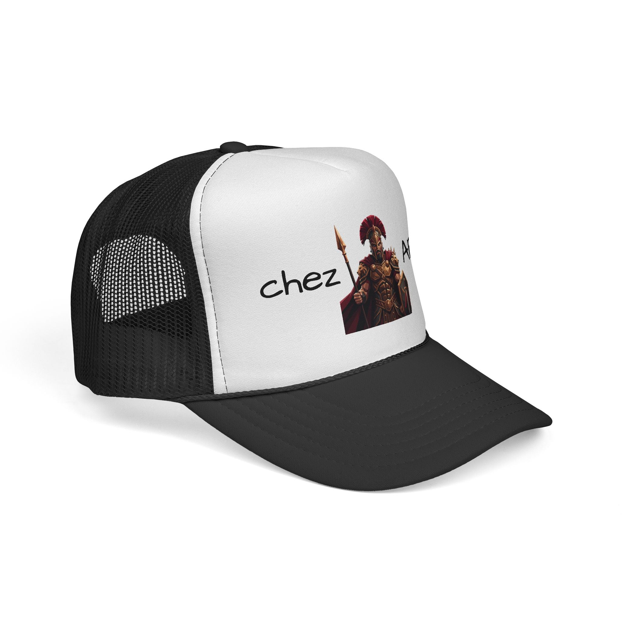 Chez Ares Trucker Cap — Spartan Warrior Graphic Mesh Hat