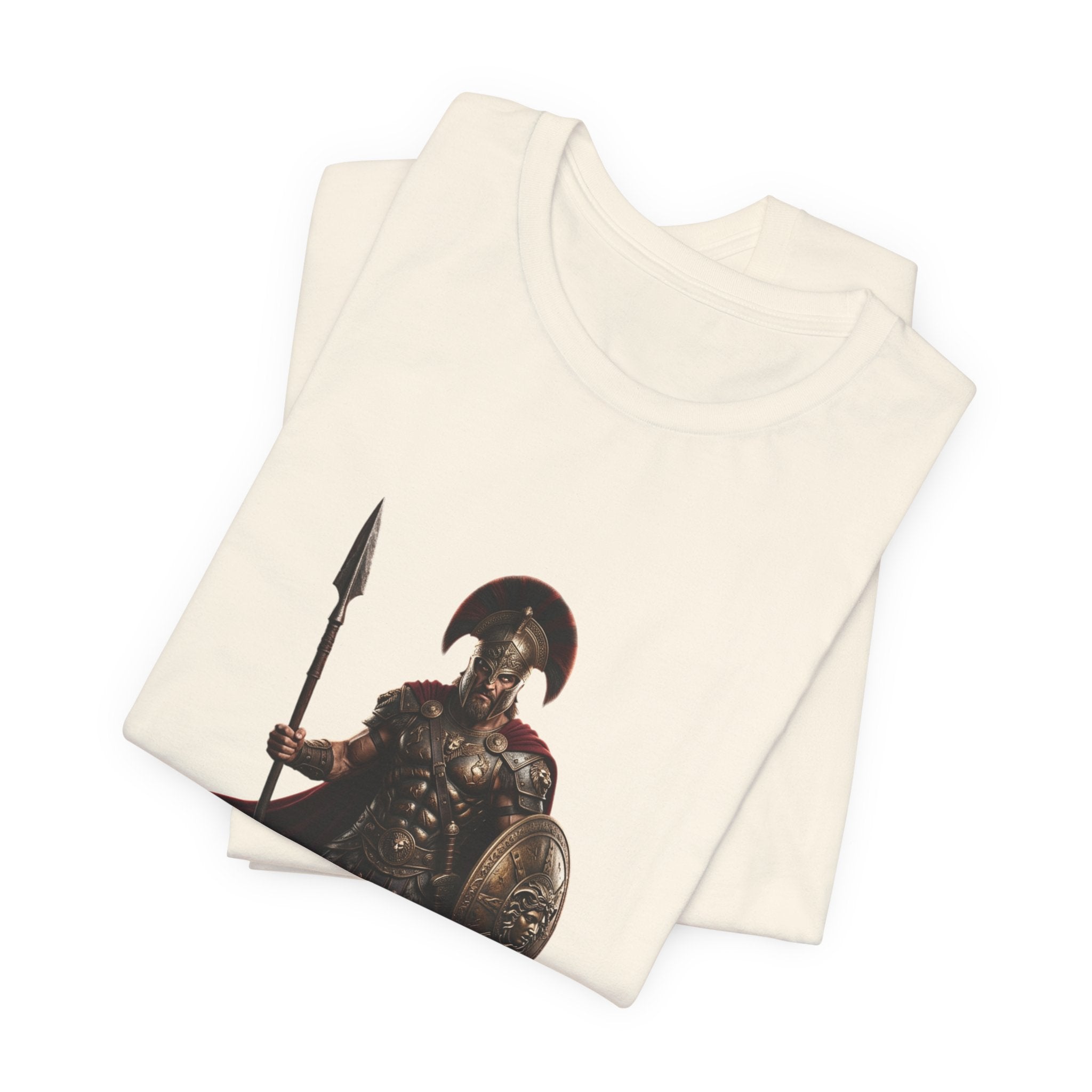 Spartan Warrior Graphic Tee - Ancient Greek Helmet & Spear Shirt