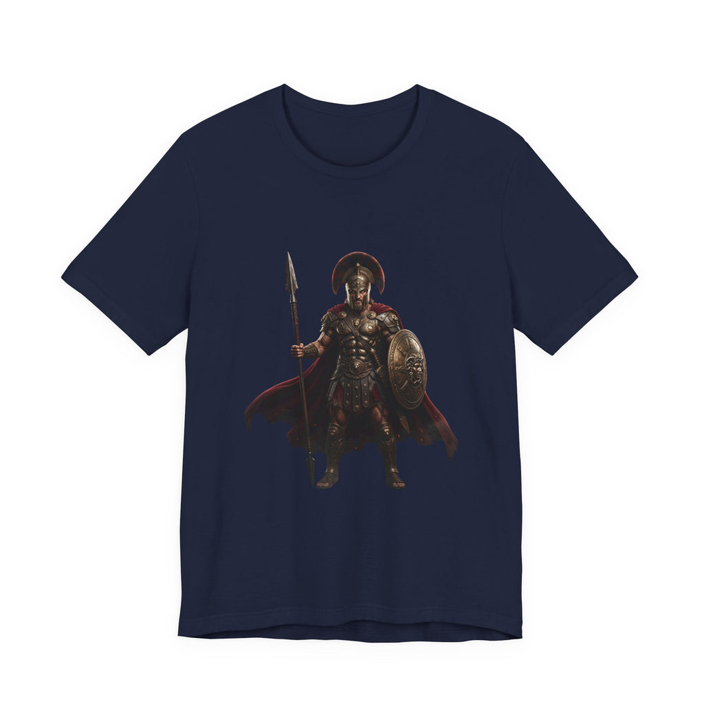 Spartan Warrior Graphic Tee - Ancient Greek Helmet & Spear Shirt