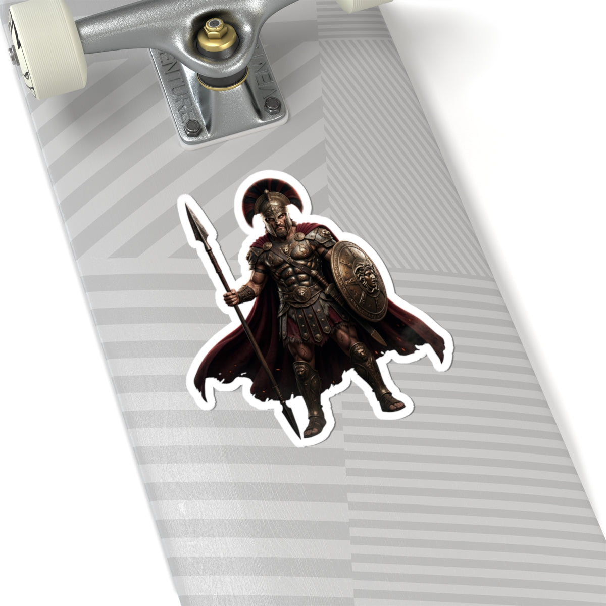 Spartan Warrior Kiss-Cut Sticker — Ancient Soldier Helmet & Spear Decal