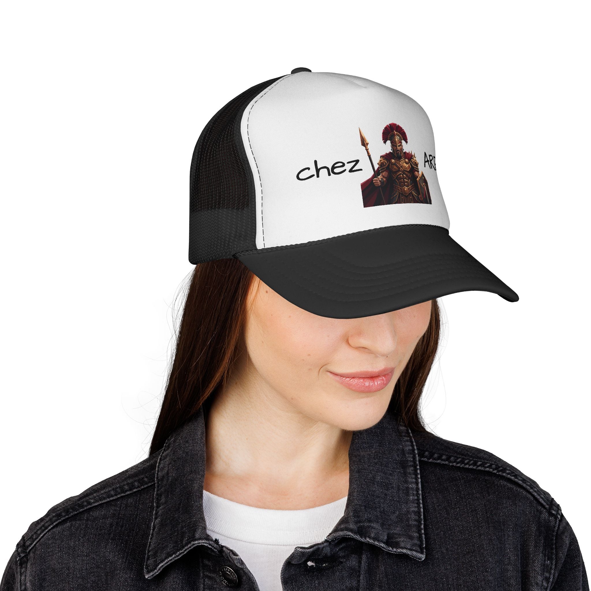 Chez Ares Trucker Cap — Spartan Warrior Graphic Mesh Hat