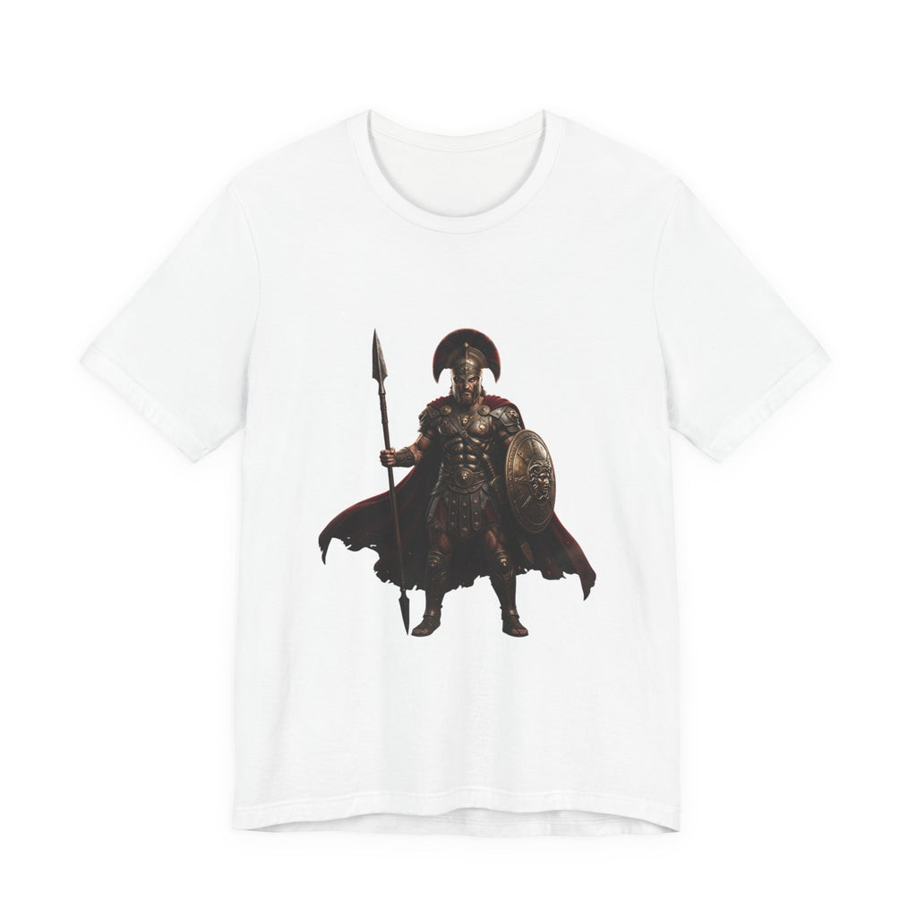 Spartan Warrior Graphic Tee - Ancient Greek Helmet & Spear Shirt