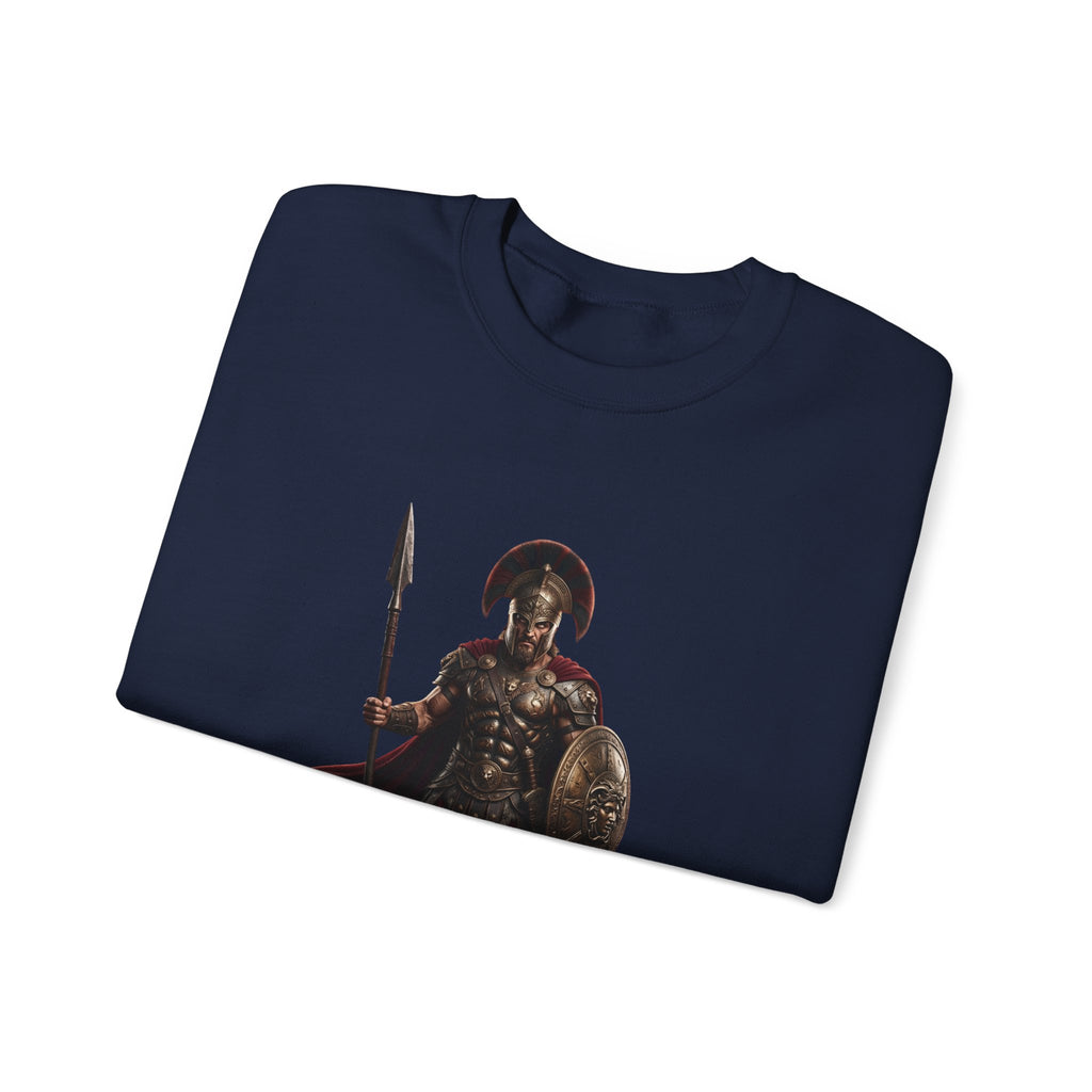 Spartan Warrior Crewneck Sweatshirt — Ancient Greek Soldier Graphic