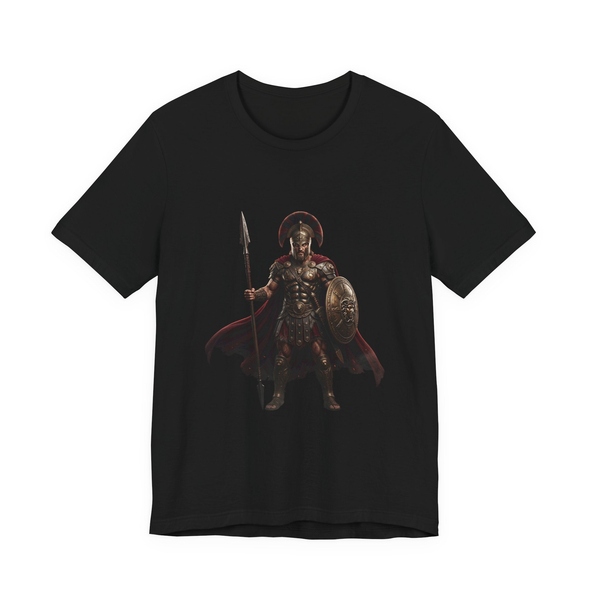 Spartan Warrior Graphic Tee - Ancient Greek Helmet & Spear Shirt