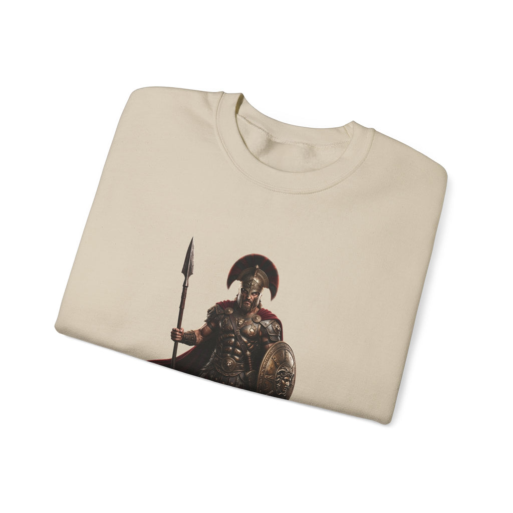Spartan Warrior Crewneck Sweatshirt — Ancient Greek Soldier Graphic