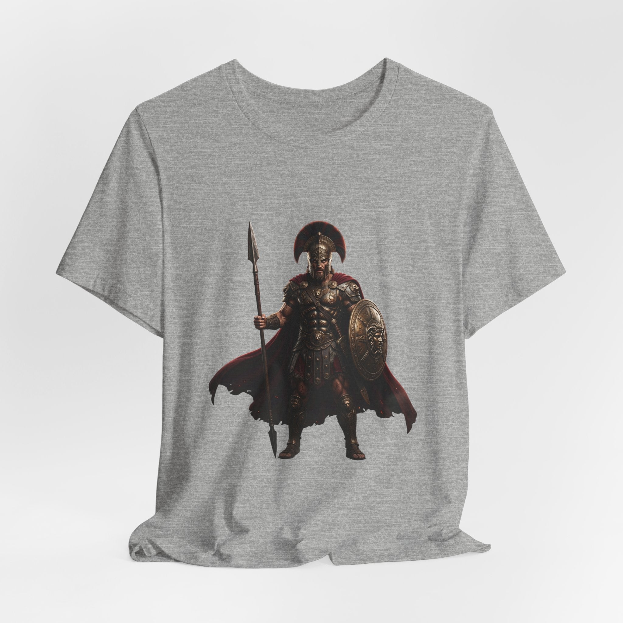 Spartan Warrior Graphic Tee - Ancient Greek Helmet & Spear Shirt