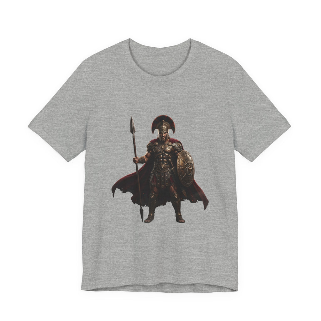 Spartan Warrior Graphic Tee - Ancient Greek Helmet & Spear Shirt