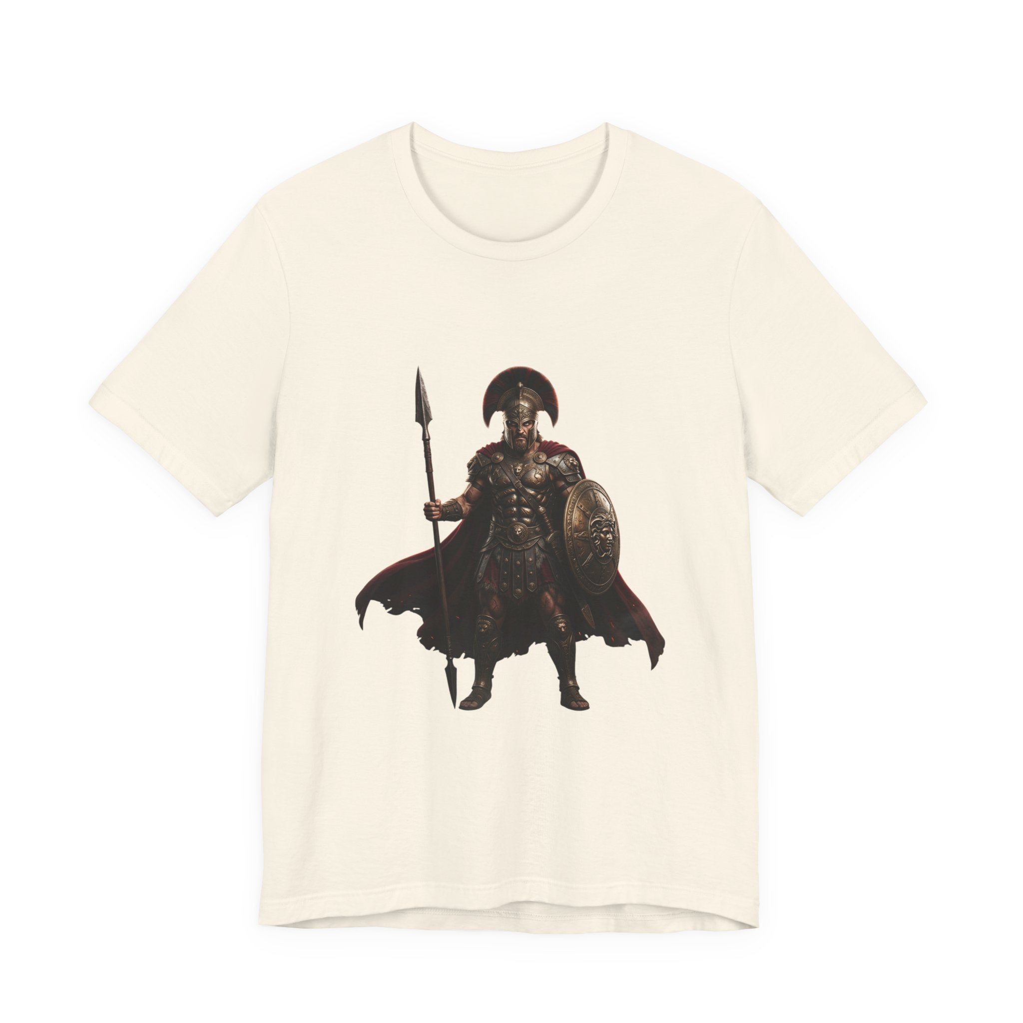 Spartan Warrior Graphic Tee - Ancient Greek Helmet & Spear Shirt