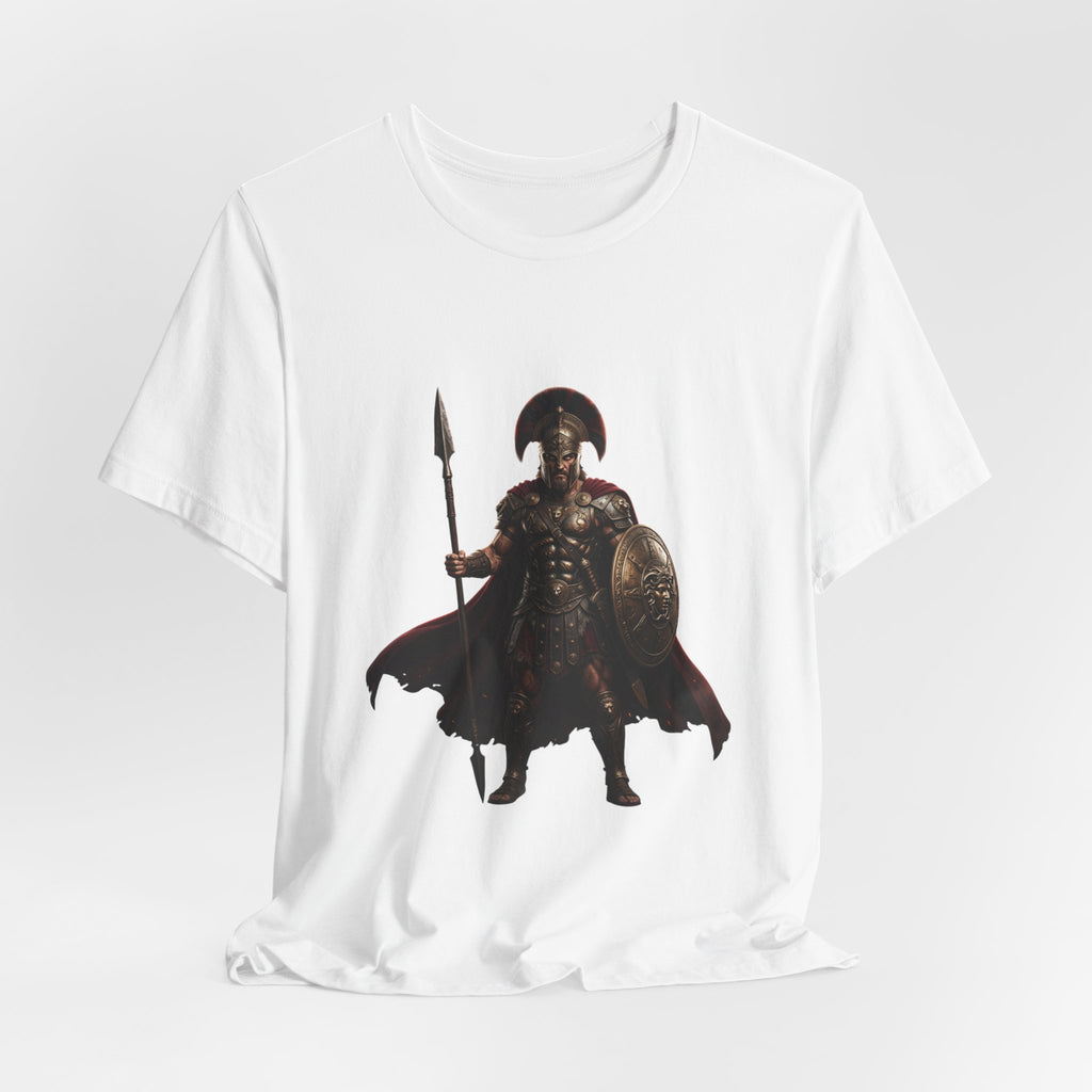 Spartan Warrior Graphic Tee - Ancient Greek Helmet & Spear Shirt