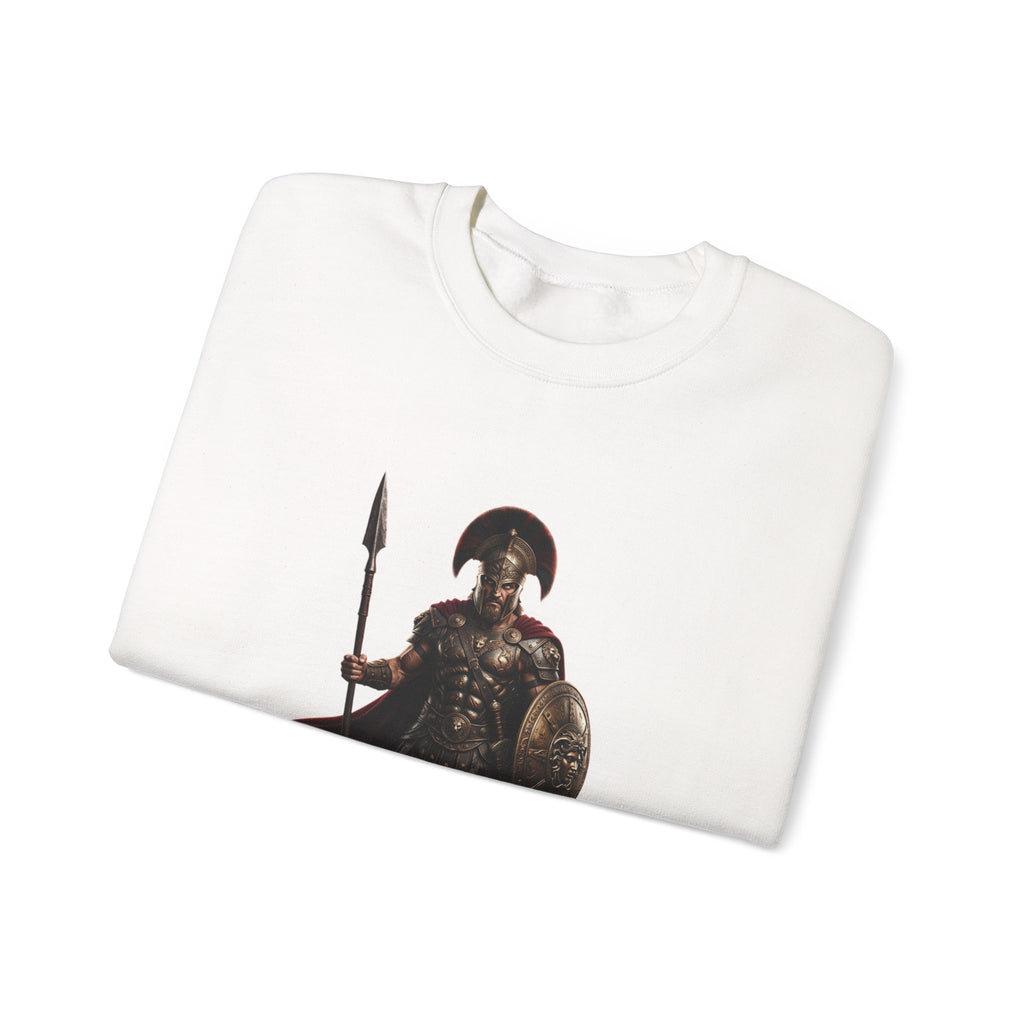 Spartan Warrior Crewneck Sweatshirt — Ancient Greek Soldier Graphic