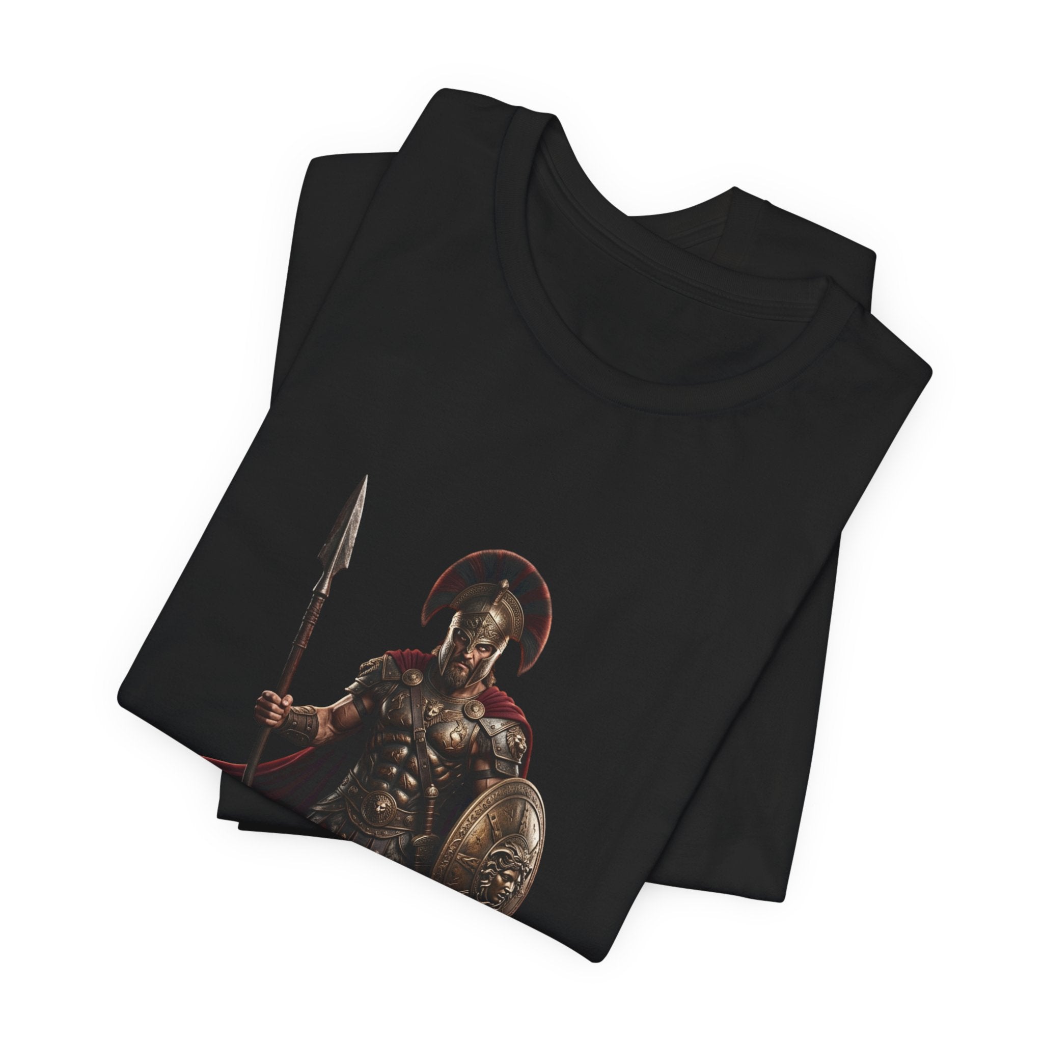 Spartan Warrior Graphic Tee - Ancient Greek Helmet & Spear Shirt